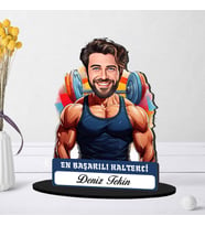 Kişiye Özel Erkek Halterciye Hediye Karikatürlü Biblo