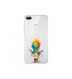 Honor 9 Lite ile uyumlu Splash ahtapot tasarımlı şeffaf silikon kılıf