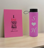 BK Gift Sevgiliye Özel İsimli Pembe Defter ve Cam Matara Hediye Seti-7, Sevgiliye Hediye, Sevgililer Günü, Yeni İş Hediyesi