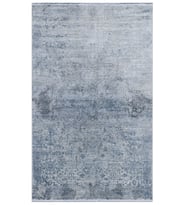 Gri Halı Lacivert Detaylı Eskitme Stil Salon Halısı Modern Tasarım Vintage Dokulu