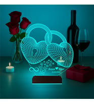 Luvivia Kalp Sevgiliye Hediye Kişiye Özel 3D Lamba - Masa Gece Lambası