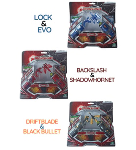 MONSUNO Lisanslı VS 2’li Fusion Figür 3'Lü Set – Lock & Evo / Driftblade & Black BuIIet / Backslash & Shadowhornet (Karışık)