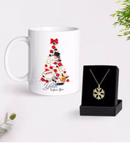 BK Gift Kişiye Özel Yılbaşı Mutlu Yıllar Tasarımlı Kupa ve Kar Tanesi Kolye-7