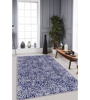 Lacivert Leopar Kaymaz Taban Makinede Yıkanabilir Halı LE003 - 100 x 160 cm