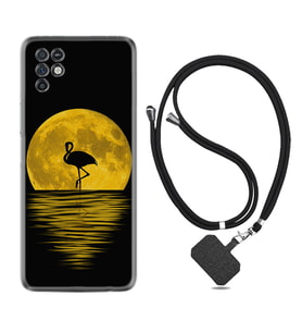 INFINIX Note 11 Pro Note 10 Hot 9 Play Kılıf Boyun Askılı Silikon Ay ve Flamingo 1775