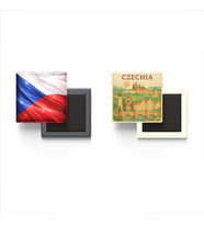Buzdolap Magnetleri - Çekya Bayrağı ve Paper Cut Tema - 2'li Set Magneti