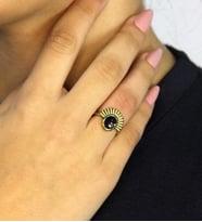 Doğal Taş Oniks Doğal Taşlı Antik Model Kadın Ayarlanabillir Yüzük euy82o (Siyah)