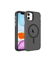 Apple iPhone 12 Uyumlu Kılıf Zore M-safe Şarj Özellikli Buzlu Transparan C-Pro Sert Kapak (Siyah)