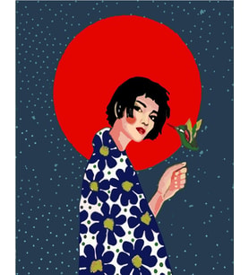 Kimonalı Kadın Sayılarla Boyama Seti 40x 50 cm (Tuvale Gerili)