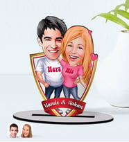 BK Gift Kişiye Özel İsimli Sevgililer Karikatürlü Ahşap Biblo Model-5