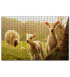 Cakapuzzle Koyun Kuzular Görseli Puzzle Yapboz MDF (Ahşap) (120 Parça)