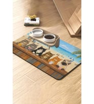 MAtGo Pati Kedi Köpek Beslenme Matı 50x70cm Su Geçirmez Mama Kabı Altlığı Paspası Pati Beach Club