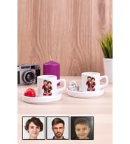 Üç Kişilik Aileye İlginç Hediye Karikatürlü İkili Concept Türk Kahvesi Fincanı
