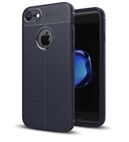 Apple iPhone 7 Kılıf Esnek Pu-Deri Leather-Pu Serisi Protected Case (Lacivert)