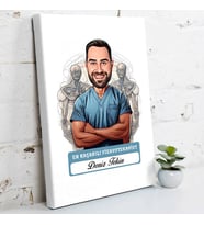 Kişiye Özel Hediye Karikatürlü En Başarılı Erkek Fizyoterapist Kanvas Tablo