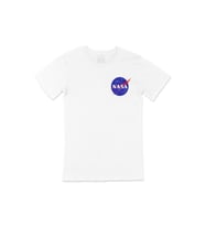 Nasa Cep Logo Tasarımlı Beyaz Tişört