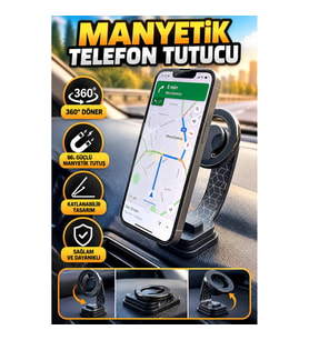 Katlanabilir Araç İçi Manyetik Telefon Standı – 360° Döner Navigasyon Tutucu