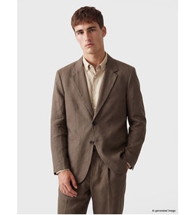 LCW Vision Kahverengi Regular Fit %100 Keten Erkek Blazer Ceket