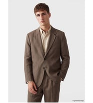 LCW Vision Kahverengi Regular Fit %100 Keten Erkek Blazer Ceket