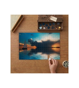 Günbatımı Yelkenli Tekne Tasarımı 240 parça Ahşap Puzzle Ahşap Kutuda MP08577