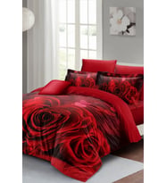 Nevresim Takımı %100 Doğal Pamuk Çift Kişilik 3d Digital Roses Love Heart