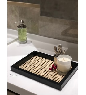 Maison Avf Rattan Hazeran Siyah Dikdörtgen Tepsi M001