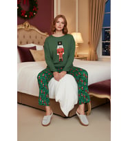 Kadın Yılbaşı Desenli Uzun Kollu Pijama Takımı Fonksiyonel Dayanıklı Kaliteli Konforlu Şık