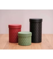 3D Baskı 3lü Petek Desenli Kapaklı Kavanoz Seti Bal Peteği Dokulu Dekoratif Mutfak Saklama Kabı 5-8-12 cm