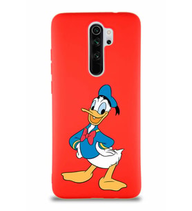 Xiaomi Redmi Note 8 Pro Soft Premier Kapak Donald Duck-C Tasarımlı Silikon Kılıf - Kırmızı (Şeffaf)