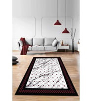 Bordo Geometrik Kaymaz Taban Makinede Yıkanabilir Halı RV145 - 100 x 160 cm