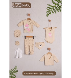 VaVBaby Organik Hastane Çıkışı 8’li Polar Bear Pembe