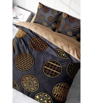 Çift Kişilik Nevresim Takımı Sık Dokuma Pamuk Saten 3d Özel Tasarım Gold Black Circle