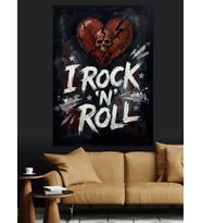 Kalp İçinde I Rock N Roll Dekoratif Kanvas - Mdf Ahşap Tablo