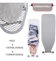 Kanat  Ayarlanabilir Keçe ve Laminasyonlu Kıyafetler Dijital Baskı ve Gri Renk Ütü Masası Kumaşı 3'lü Set 34x110 cm