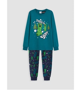 LCW Kids Turkuaz Minecraft Baskılı Erkek Çocuk Pijama Takım