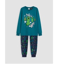 LCW Kids Turkuaz Minecraft Baskılı Erkek Çocuk Pijama Takım