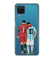 Samsung Galaxy A12/M12 Uyumlu Lionel Messi ve Cristiano Ronaldo Desenli Şeffaf Telefon Kılıfı