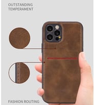 Apple iPhone 6G Kartlıklı Rich Boss Lüx Deri Kılıf Koyu Kahverengi