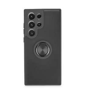 Samsung Galaxy S23 Ultra Kılıf Montreal Yüzüklü Silikon Kapak - Siyah