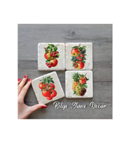 bilge tasarım Stone Decor Taş Bardak Altlığı 4'lü Set 10x10x1 Cm desenli