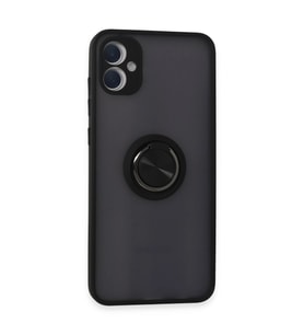 Samsung Galaxy A05 Kılıf Montreal Yüzüklü Silikon Kapak - Siyah