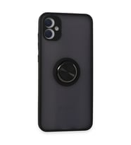 Samsung Galaxy A05 Kılıf Montreal Yüzüklü Silikon Kapak - Siyah