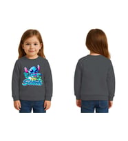 Unisex Stitch Baskılı Çocuk Swaetshirt 3 İplik Şardonlu (Füme)