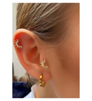 Yaprak Figürlü Gold Tragus Kıkırdak Helix Piercing Kıkırdak Küpesi Çelik Tragus
