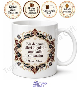 Dede İçin Karışık Desenli Baskılı Kupa Bardak Anlamlı Hediye Özel Tasarım