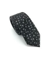 PİERRONİ Siyah Gri Desenli Slim Kravat