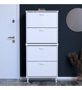 Modilayn UMAY' 2 Li Antre Hol 72x 168x 26 cm’ lik 4 Düşer Kapak 8 Göz Bölmeli Ayakkabılık
