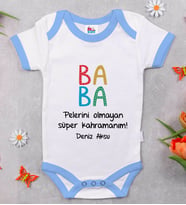 BK Kids Kişiye Özel Mavi Bebek Body Zıbın - Model 73