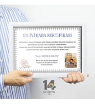 Stüdyo 14 Kişiye Özel En iyi Sertifika Kolaj Tablo - Babalar Günü Hediyesi - Arkadaşa Hediye