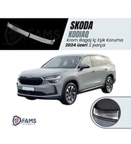 Skoda Kodıaq Uyumlu Bagaj İç Eşik Koruma 2 parça 2024 Üzeri P.çelik (Parlak)